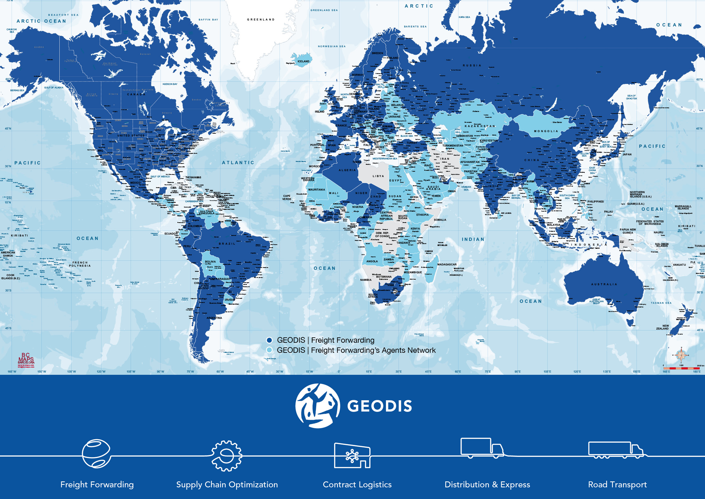 Sous main carte du monde politique Geodis, Bc Maps